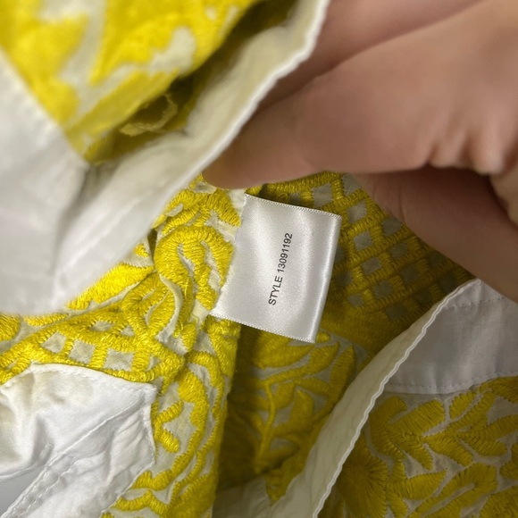 Tory Burch embroidered yellow/gold white tunic top white detailing spring luxury - Picture 5 of 8